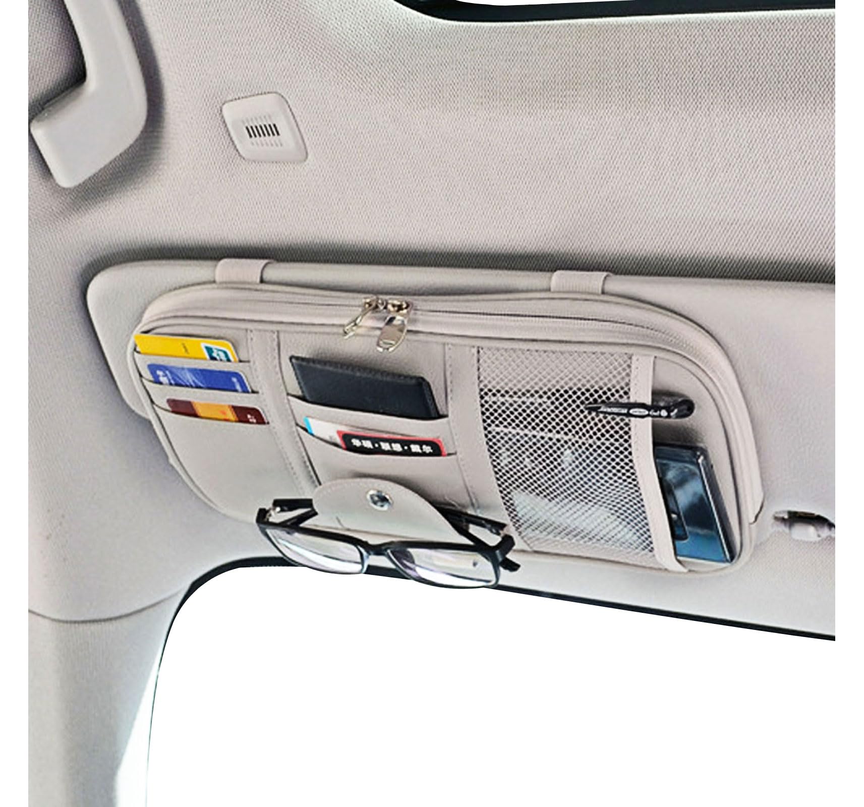 Multi-Pocket Car Sun Visor Organizer for Essentials