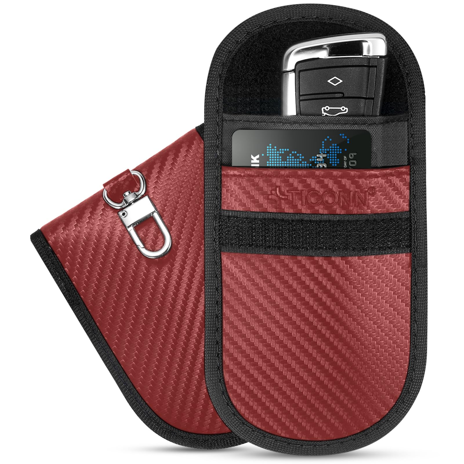 TICONN Faraday Bags for Car Keys Fob, Faraday Cage Protector, Car RFID Signal Blocking, Anti-Theft Pouch Anti-Hacking Case Blocker