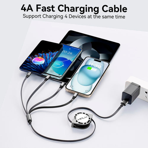 4-in-1 Retractable Fast-Charging Cable, 2-Pack