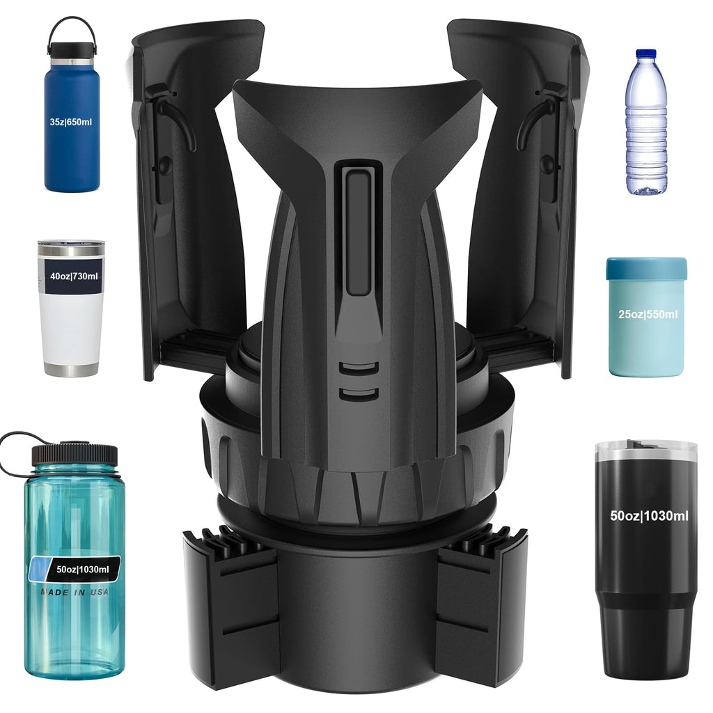 Car Cup Holder Expander, Cup Holder Extender Adapter with Expandable Arm and Adjustable Base, Compatible with Yeti Ramblers, Hydro Flasks, Stanley, Owala Most Coffee Mugs Bottles & Cups