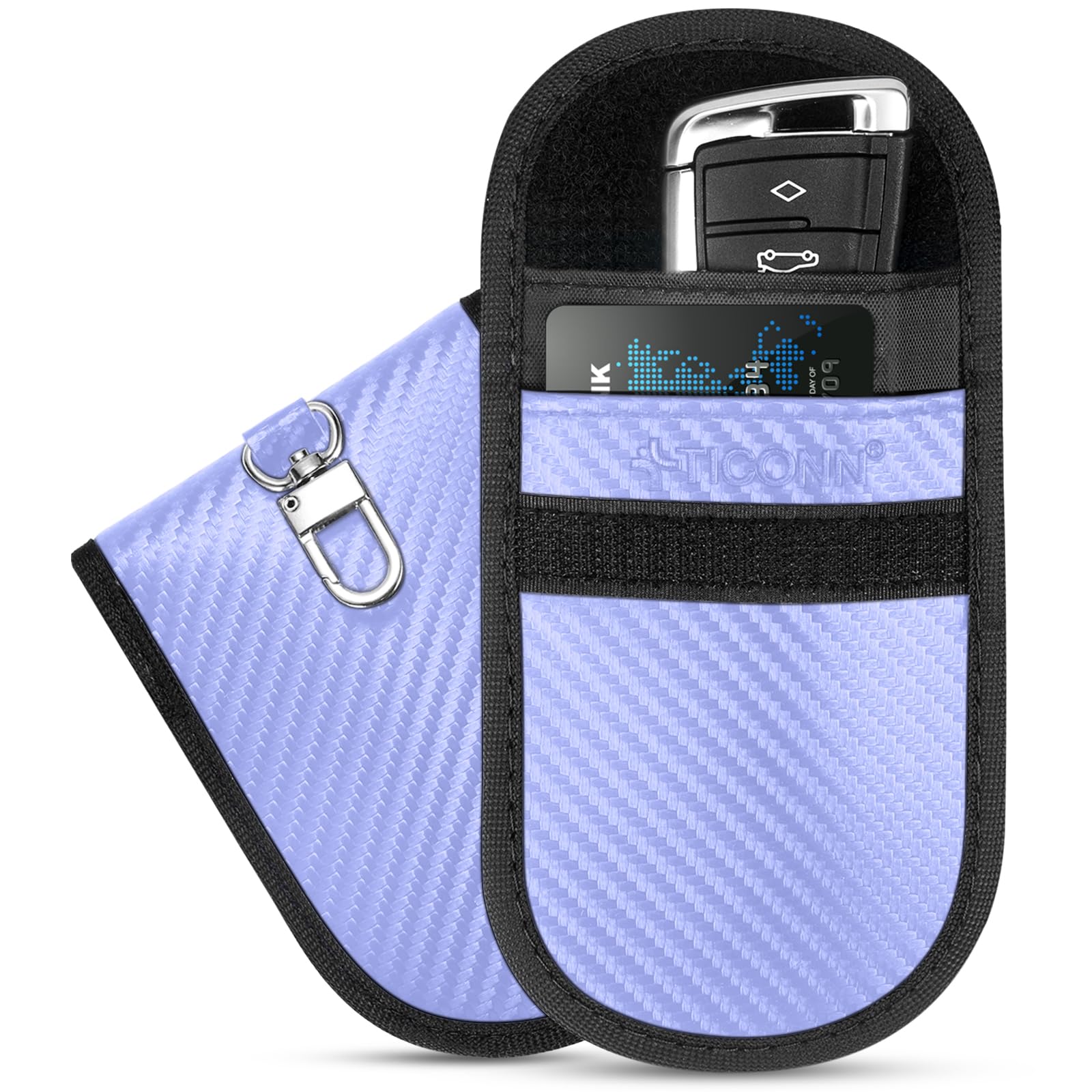 TICONN Faraday Bags for Car Keys Fob, Faraday Cage Protector, Car RFID Signal Blocking, Anti-Theft Pouch Anti-Hacking Case Blocker