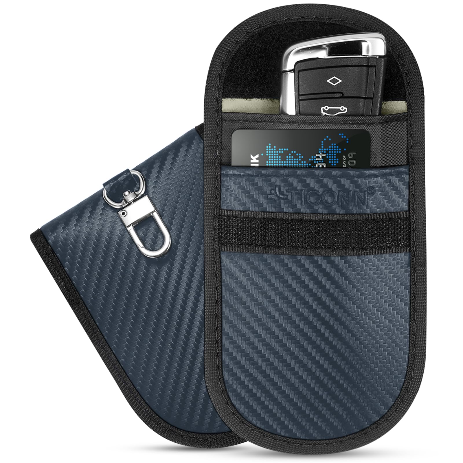 TICONN Faraday Bags for Car Keys Fob, Faraday Cage Protector, Car RFID Signal Blocking, Anti-Theft Pouch Anti-Hacking Case Blocker