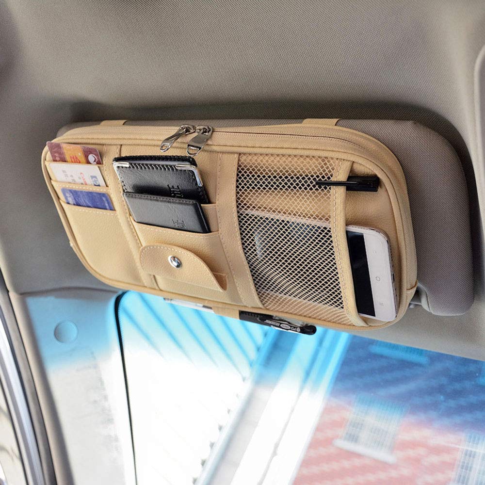 Multi-Pocket Car Sun Visor Organizer for Essentials