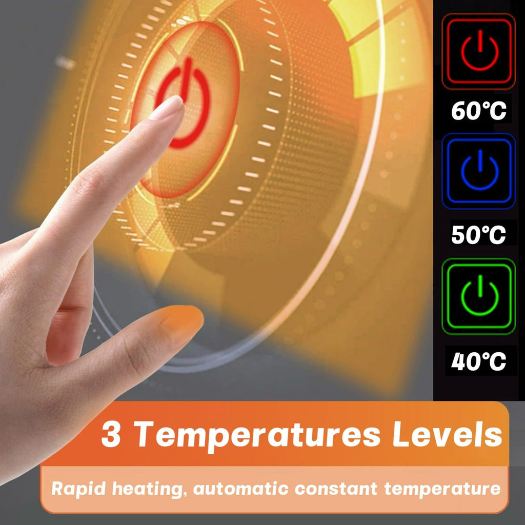 Heated Seat Cushion for Office Chair, with Headrest & Lumbar Support Heated Seat Pad, 3 Temperatures Levels Large Heating Area Heated Seat Cover for Chair, Sofa, Couch(Gray,Large)
