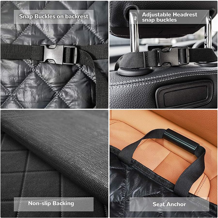 Waterproof Dog Front Seat Cover, Quilted Padded Pet Car Seat Protector with Non-Slip Backing, Heavy-Duty for Cars Trucks SUVs