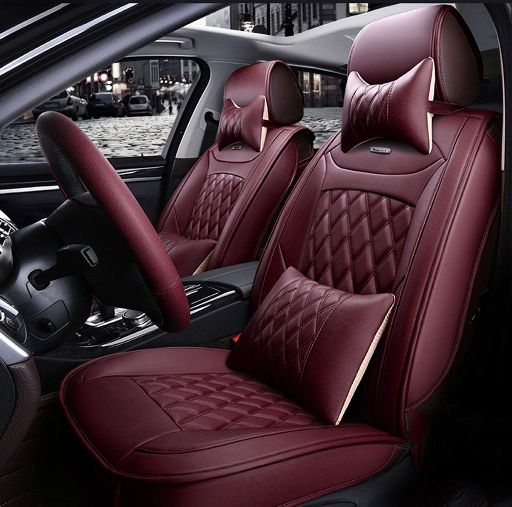 KG7HQRP Full Set Universal Fit 5 Seats Car Sedan SUV Seat Covers Protectors Waterproof Pu Leather Auto Seat Cushions A