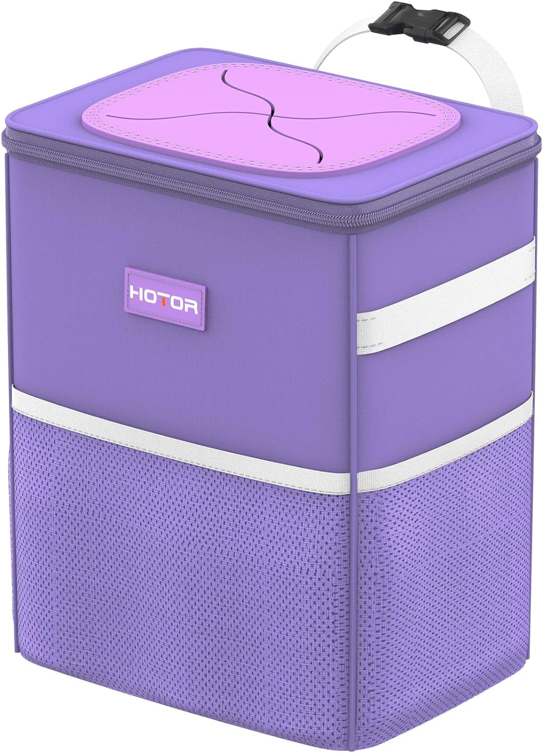 HOTOR Car Trash Can with Lid and Storage Pockets - 100% Leak-Proof Organizer, Waterproof Garbage Can, Multipurpose Trash Bin for Car