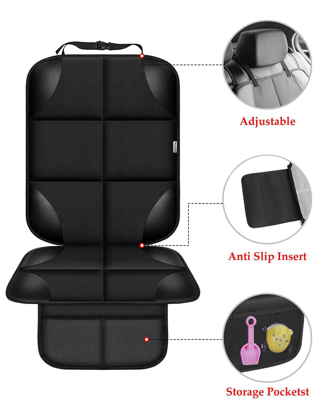 Meolsaek Car Seat Protector for Child Car Seat, Durable 600D Fabric Waterproof Car Seat Cover with Thick Pad Non-Slip Backing，No Imprints