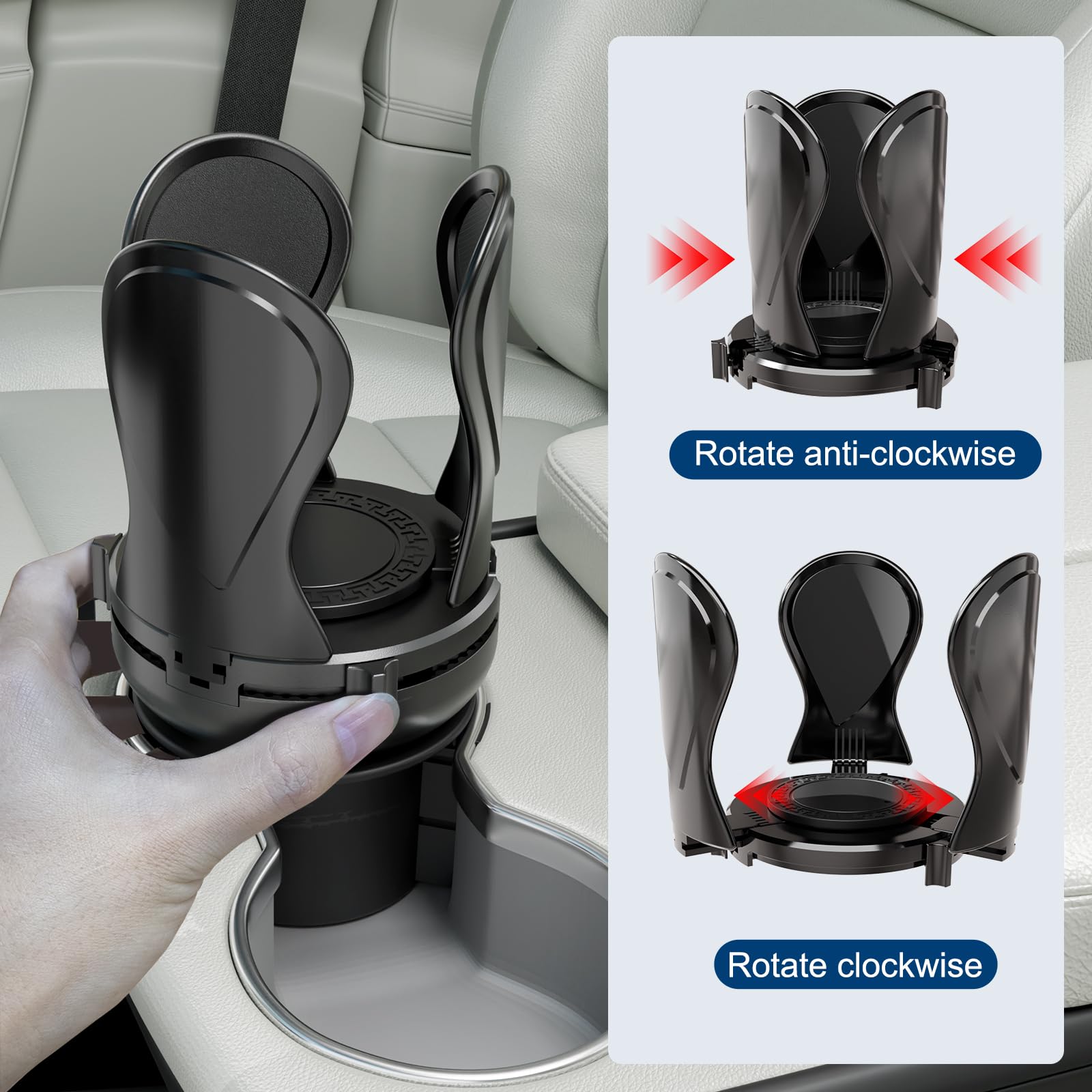 Car Cup Holder Expander, Cup Holder Extender Adapter with Expandable Arm and Adjustable Base, Compatible with Yeti Ramblers, Hydro Flasks, Stanley, Owala Most Coffee Mugs Bottles & Cups