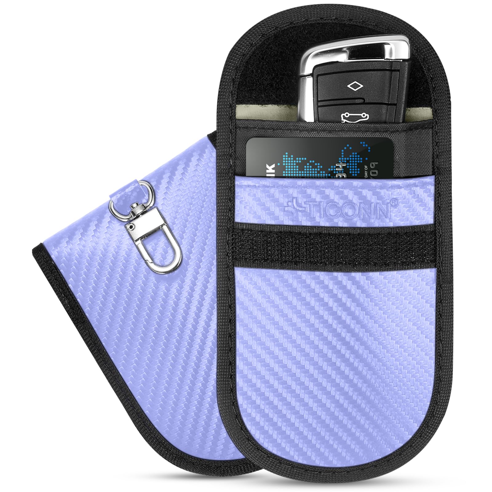 TICONN Faraday Bags for Car Keys Fob, Faraday Cage Protector, Car RFID Signal Blocking, Anti-Theft Pouch Anti-Hacking Case Blocker