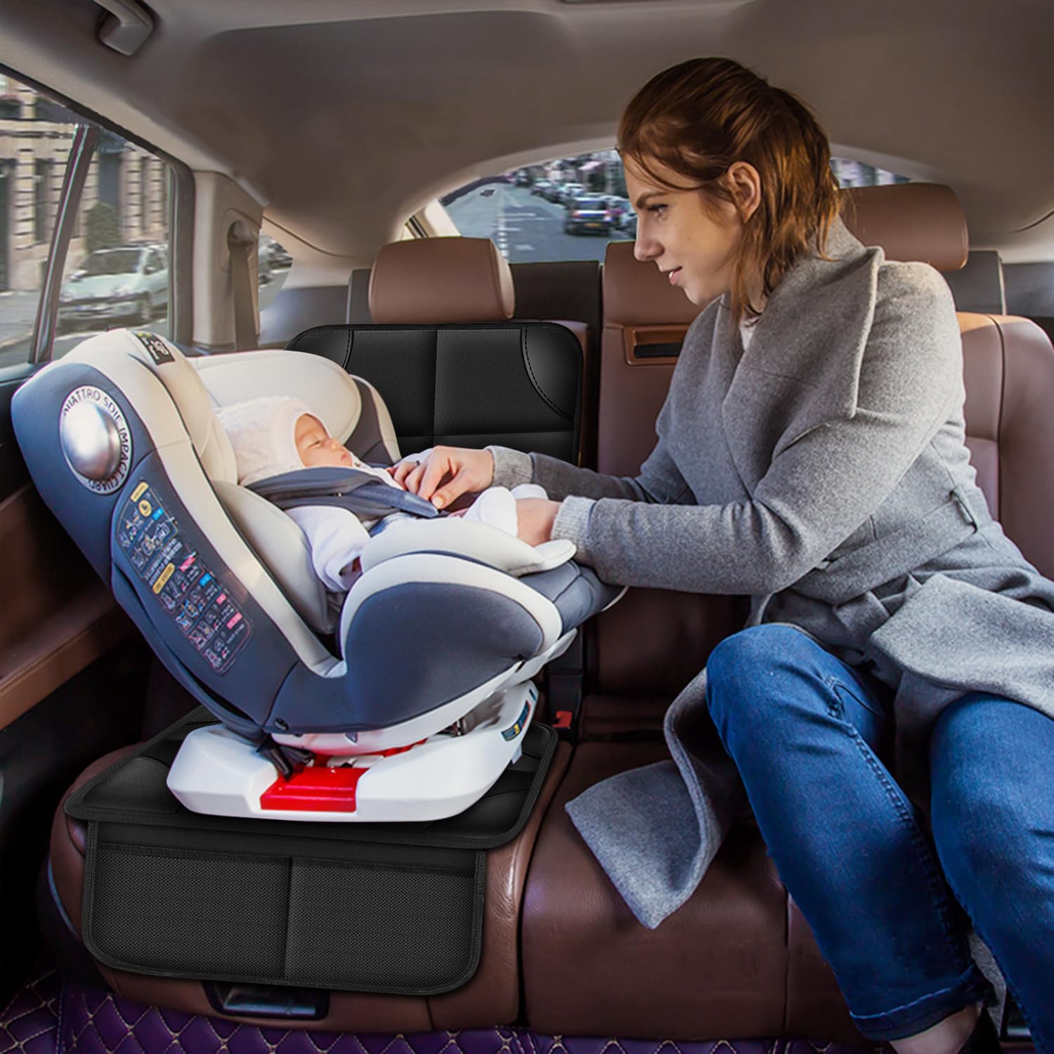 Meolsaek Car Seat Protector for Child Car Seat, Durable 600D Fabric Waterproof Car Seat Cover with Thick Pad Non-Slip Backing，No Imprints