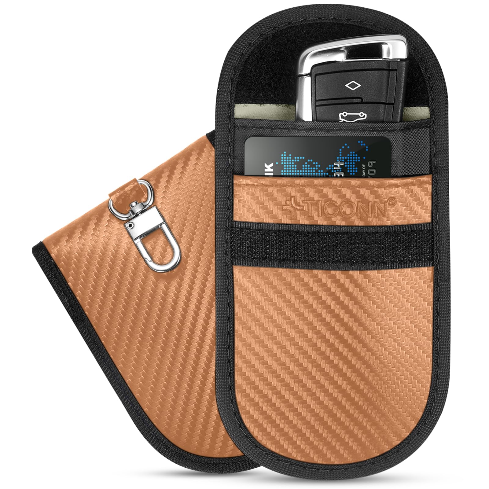 TICONN Faraday Bags for Car Keys Fob, Faraday Cage Protector, Car RFID Signal Blocking, Anti-Theft Pouch Anti-Hacking Case Blocker