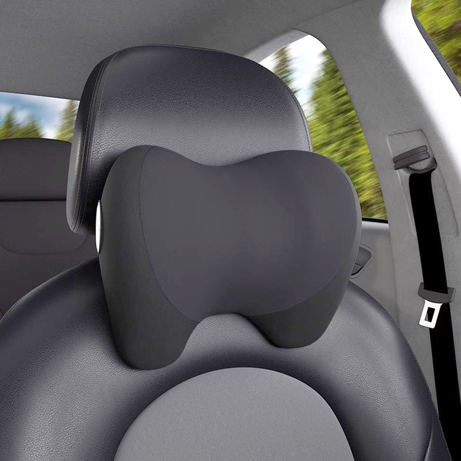 SPRFUFLY Super Soft Car Headrest Pillow, 100% Memory Foam Car Neck Pillow with Adjustable Strap & Breathable Removable Cover, Ergonomic Design - Travel Pillow Car Pillow for Neck/Back Pain Relief