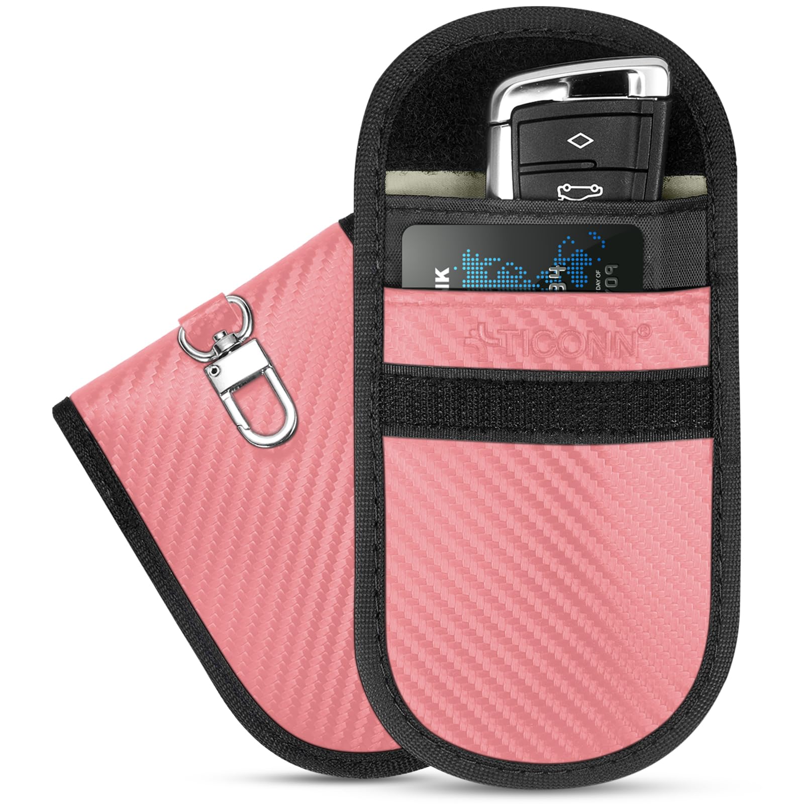 TICONN Faraday Bags for Car Keys Fob, Faraday Cage Protector, Car RFID Signal Blocking, Anti-Theft Pouch Anti-Hacking Case Blocker