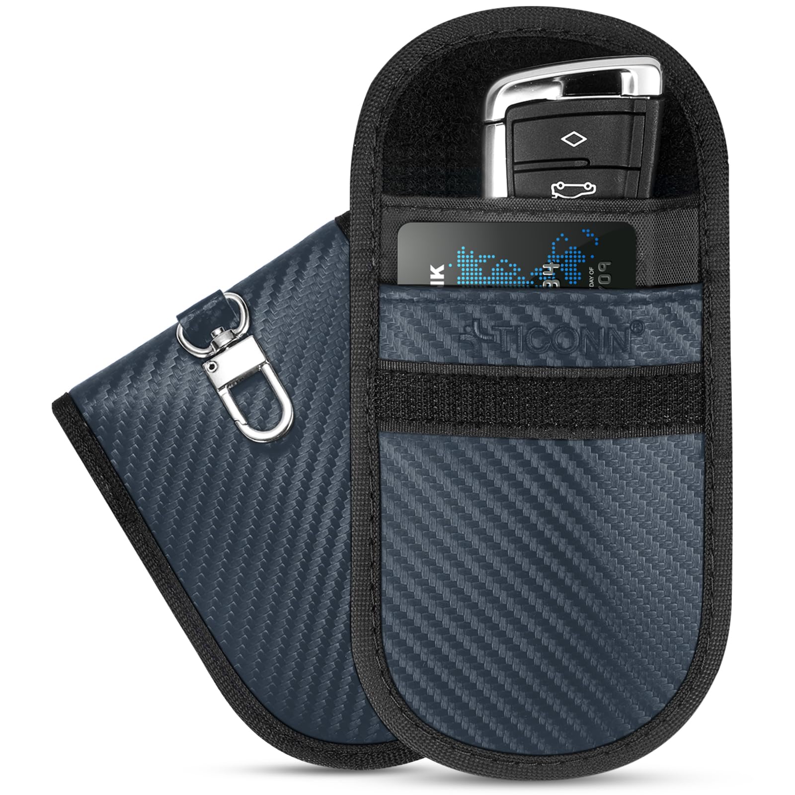 TICONN Faraday Bags for Car Keys Fob, Faraday Cage Protector, Car RFID Signal Blocking, Anti-Theft Pouch Anti-Hacking Case Blocker