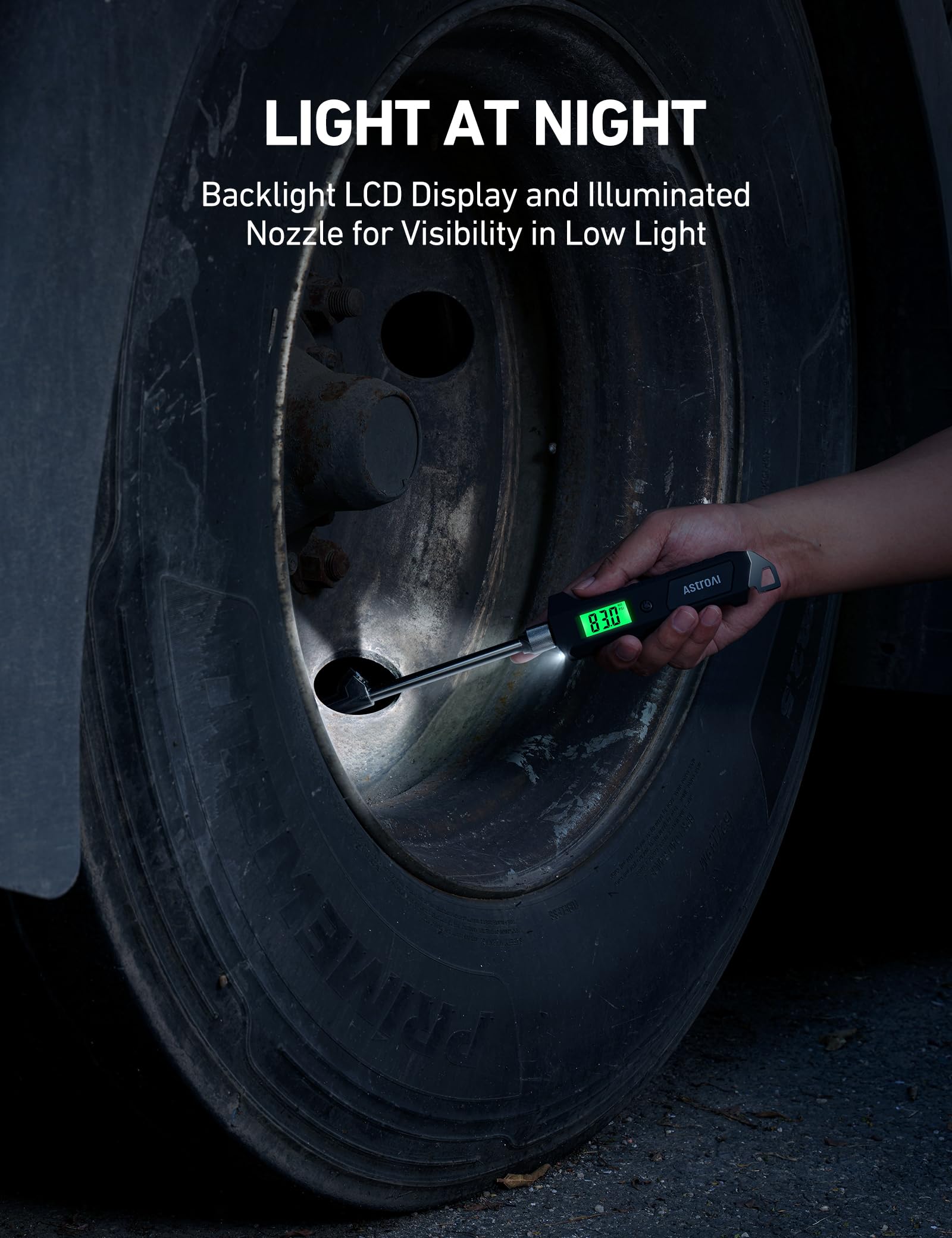 Heavy-Duty Digital Tire Pressure Gauge with Backlit LCD