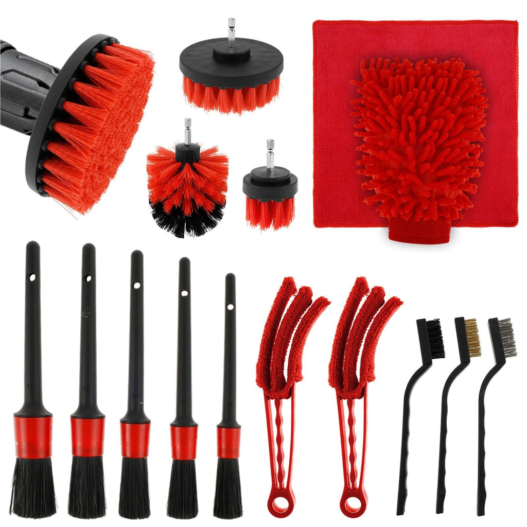 Zocxielr Car Detailing Brush Set Car Wash Cleaning Brushes Auto Detailing Brushes Set for Car Seat Cleaning Car Engine Detailing Kit