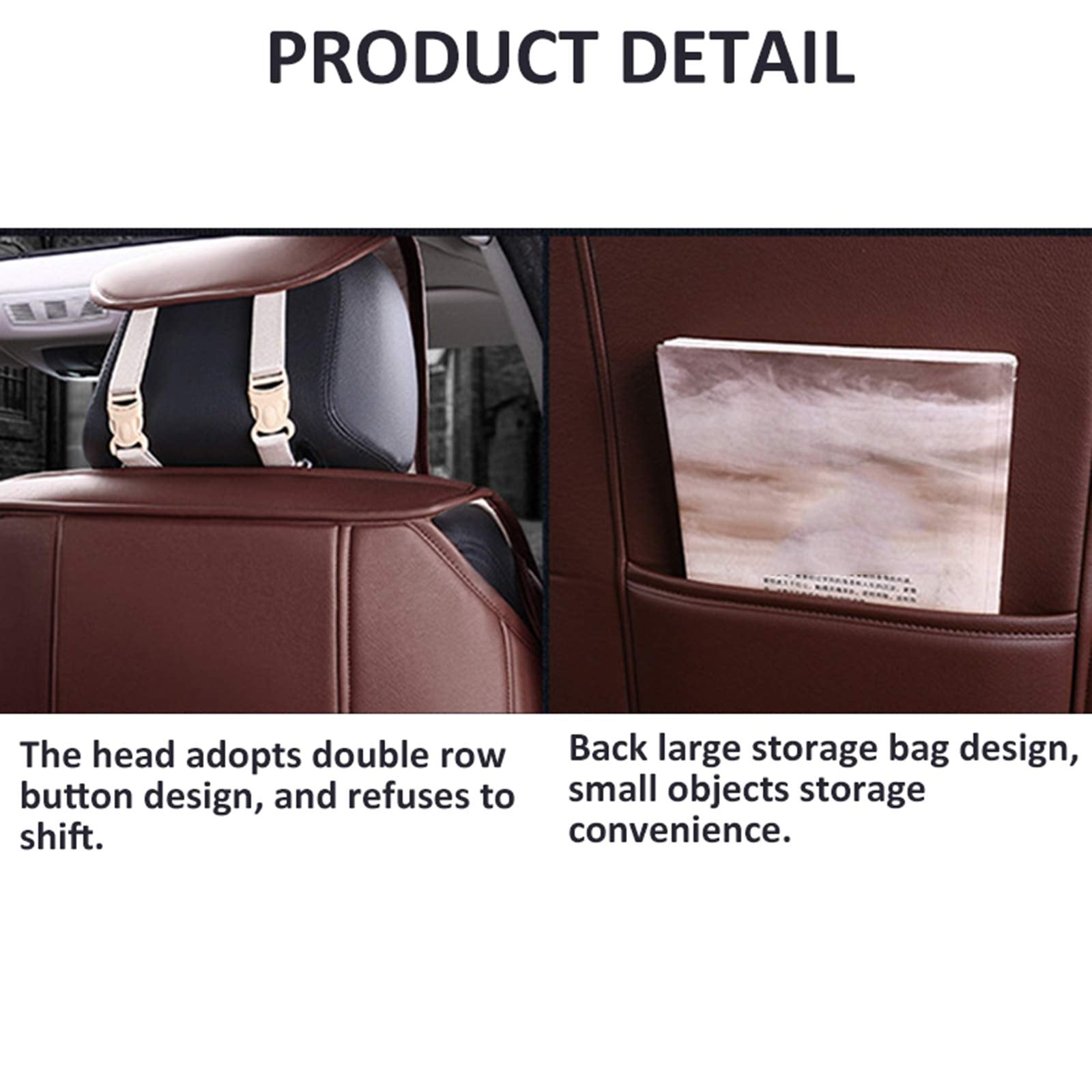 KG7HQRP Full Set Universal Fit 5 Seats Car Sedan SUV Seat Covers Protectors Waterproof Pu Leather Auto Seat Cushions A