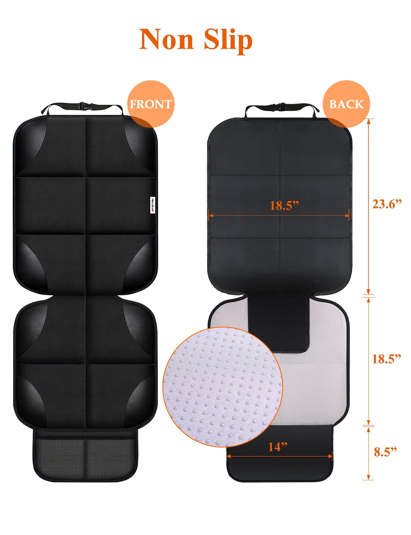 Meolsaek Car Seat Protector for Child Car Seat, Durable 600D Fabric Waterproof Car Seat Cover with Thick Pad Non-Slip Backing，No Imprints