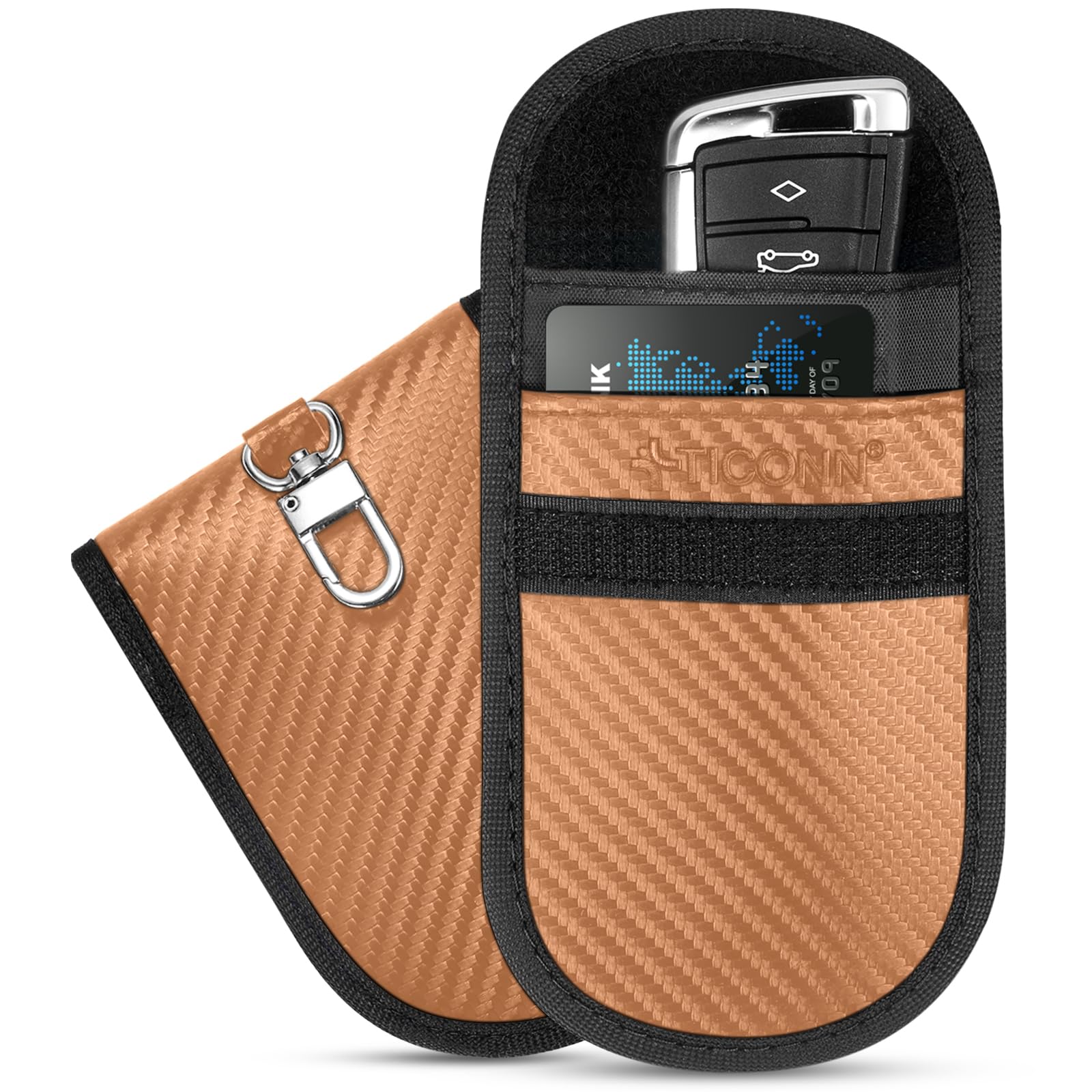 TICONN Faraday Bags for Car Keys Fob, Faraday Cage Protector, Car RFID Signal Blocking, Anti-Theft Pouch Anti-Hacking Case Blocker