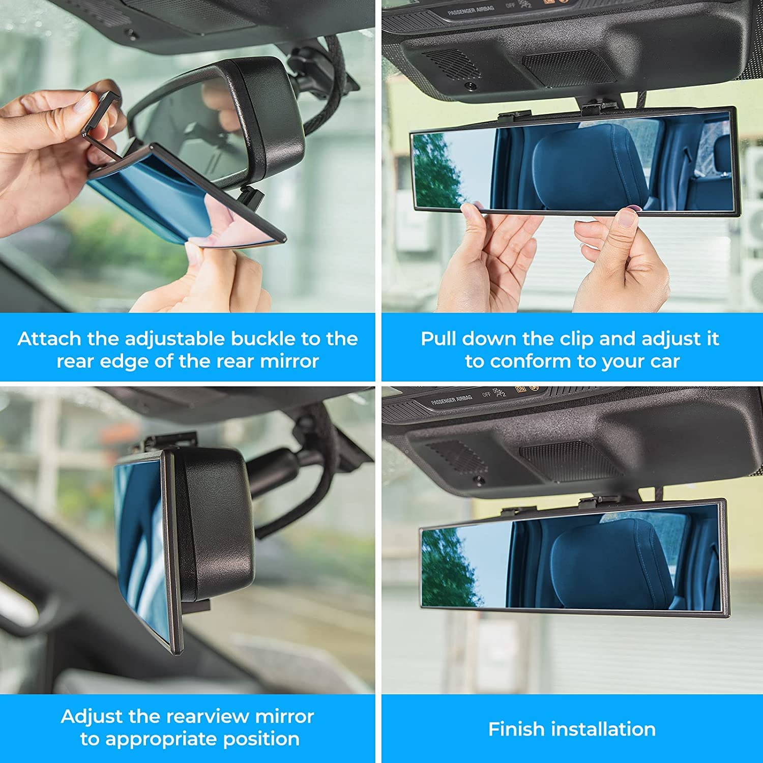 Wide-Angle Clip-On Rearview Mirror for Cars and SUVs