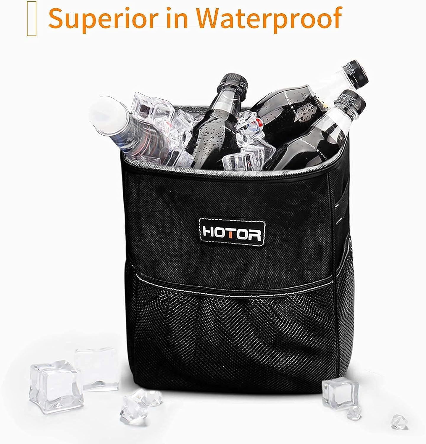 HOTOR Car Trash Can with Lid and Storage Pockets - 100% Leak-Proof Organizer, Waterproof Garbage Can, Multipurpose Trash Bin for Car