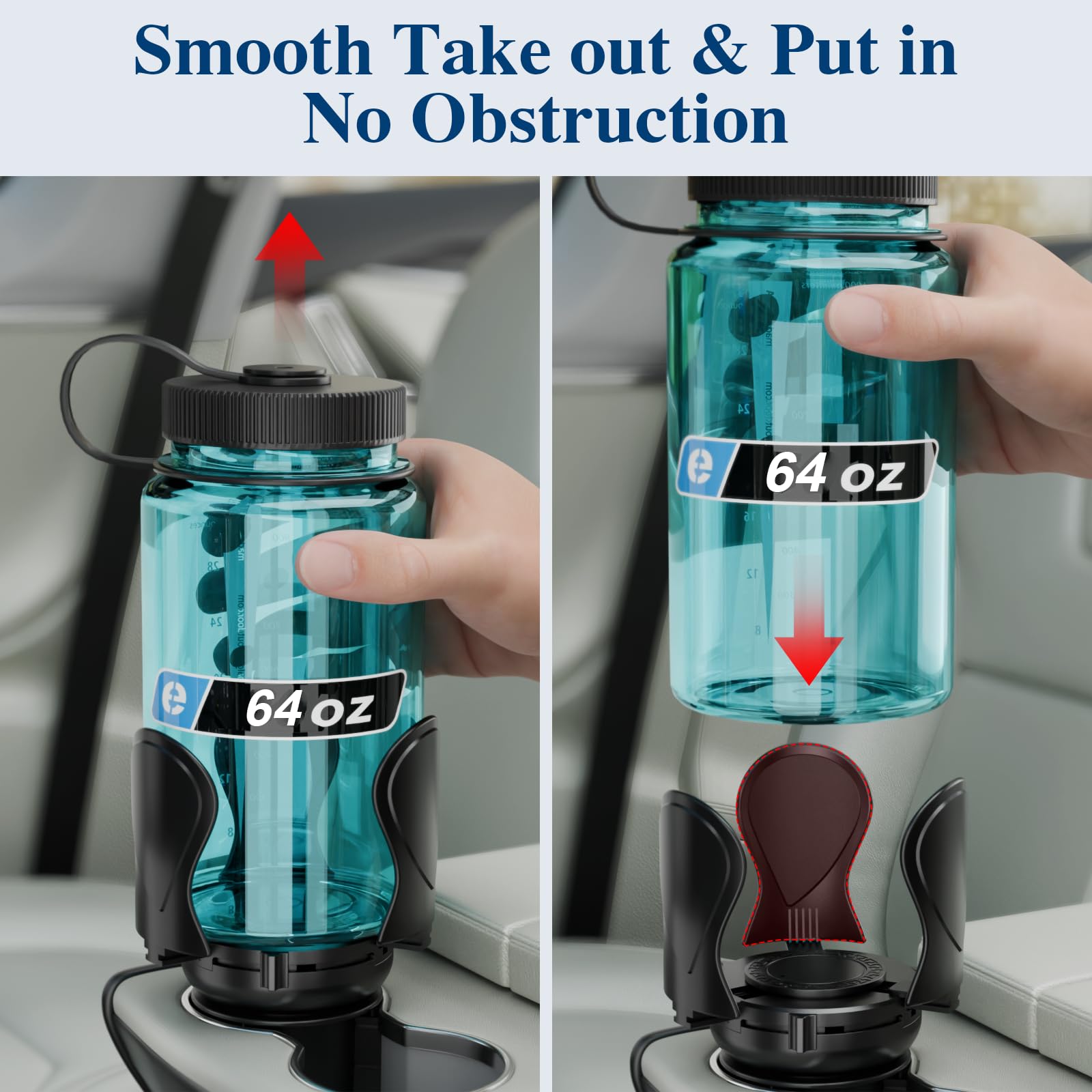Car Cup Holder Expander, Cup Holder Extender Adapter with Expandable Arm and Adjustable Base, Compatible with Yeti Ramblers, Hydro Flasks, Stanley, Owala Most Coffee Mugs Bottles & Cups