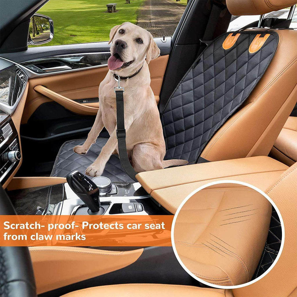 Waterproof Dog Front Seat Cover, Quilted Padded Pet Car Seat Protector with Non-Slip Backing, Heavy-Duty for Cars Trucks SUVs