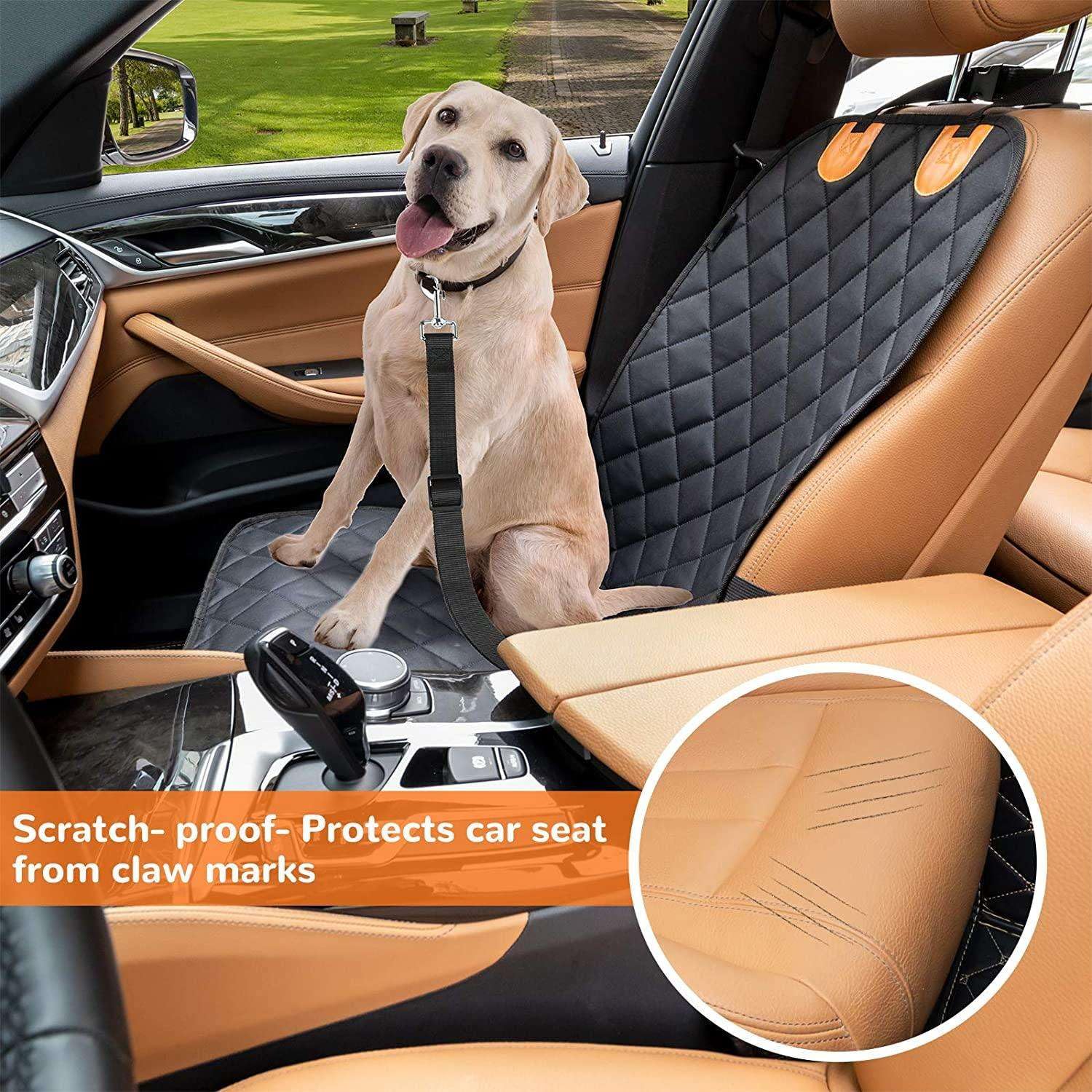 Waterproof Dog Front Seat Cover, Quilted Padded Pet Car Seat Protector with Non-Slip Backing, Heavy-Duty for Cars Trucks SUVs