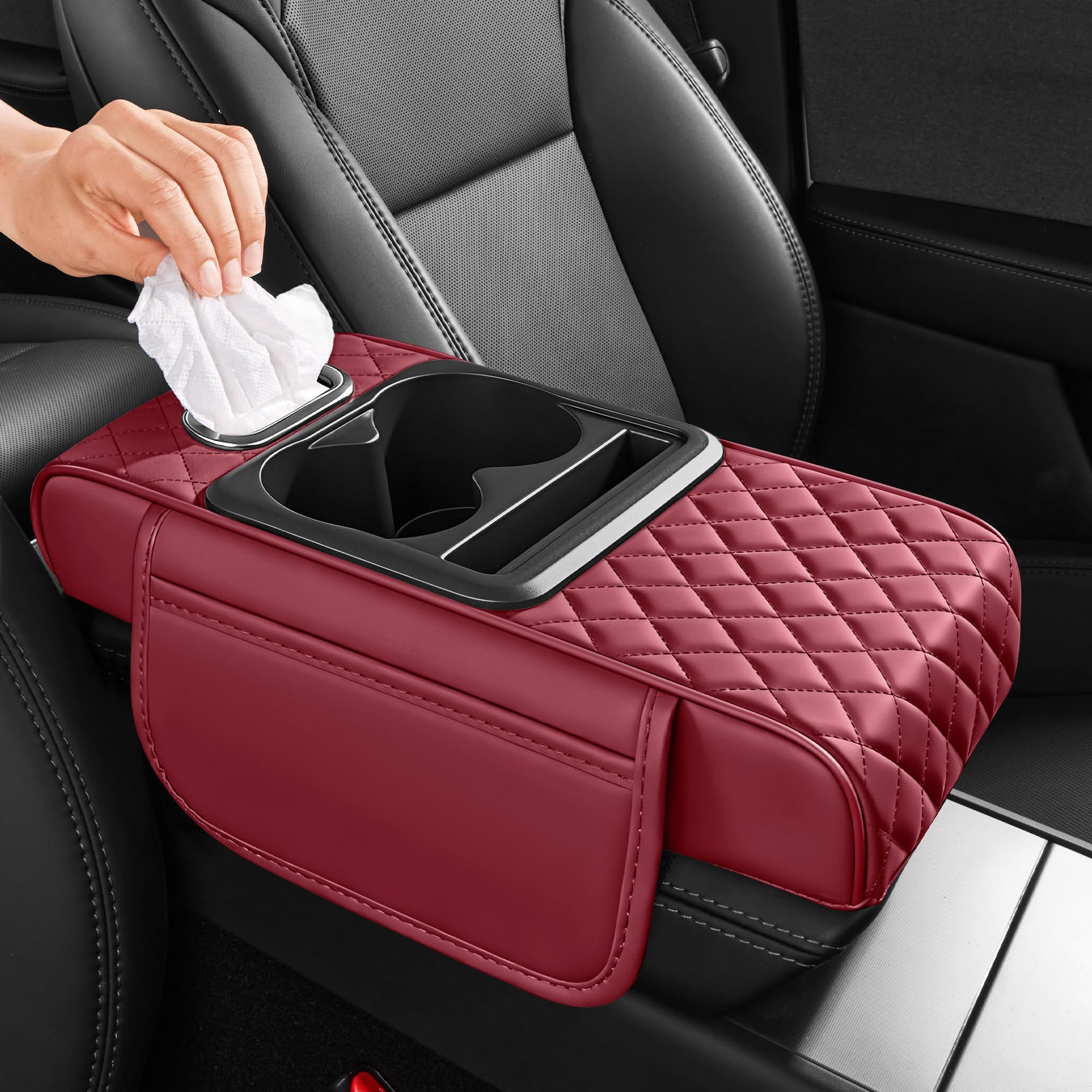 5-in-1 Nappa Leather Center Console Armrest Cover