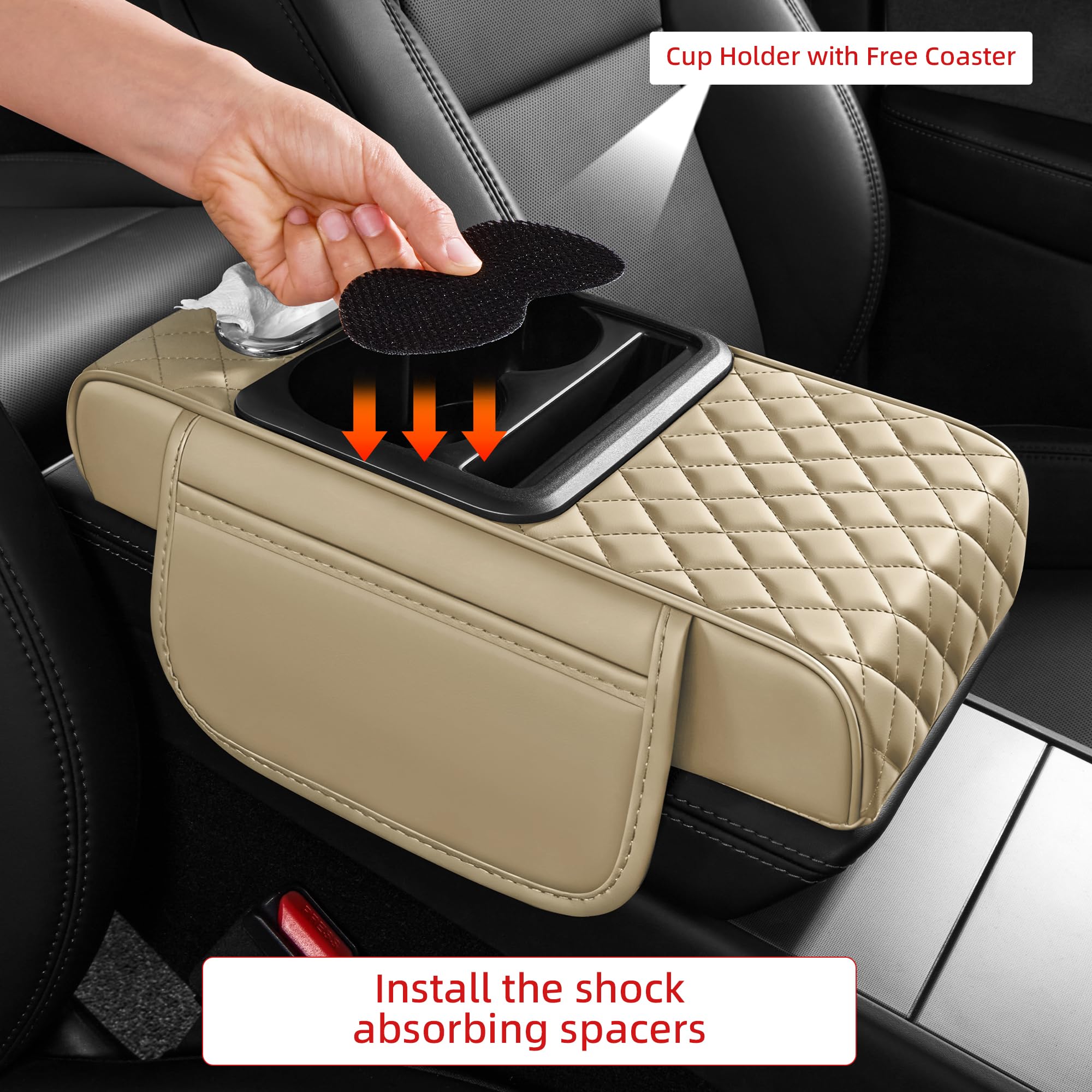 5-in-1 Nappa Leather Center Console Armrest Cover