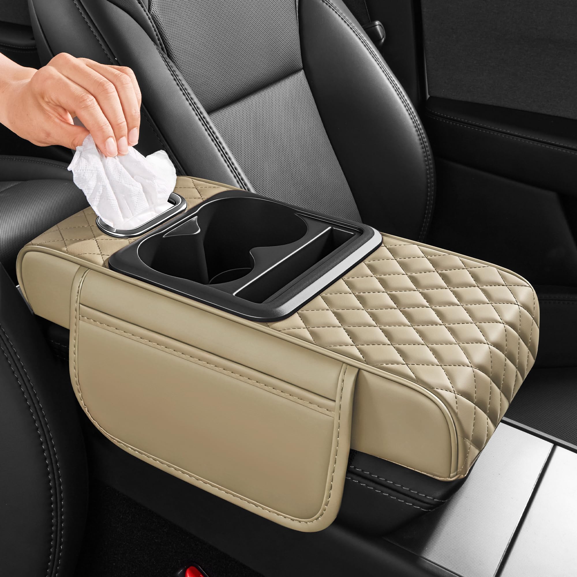 5-in-1 Nappa Leather Center Console Armrest Cover