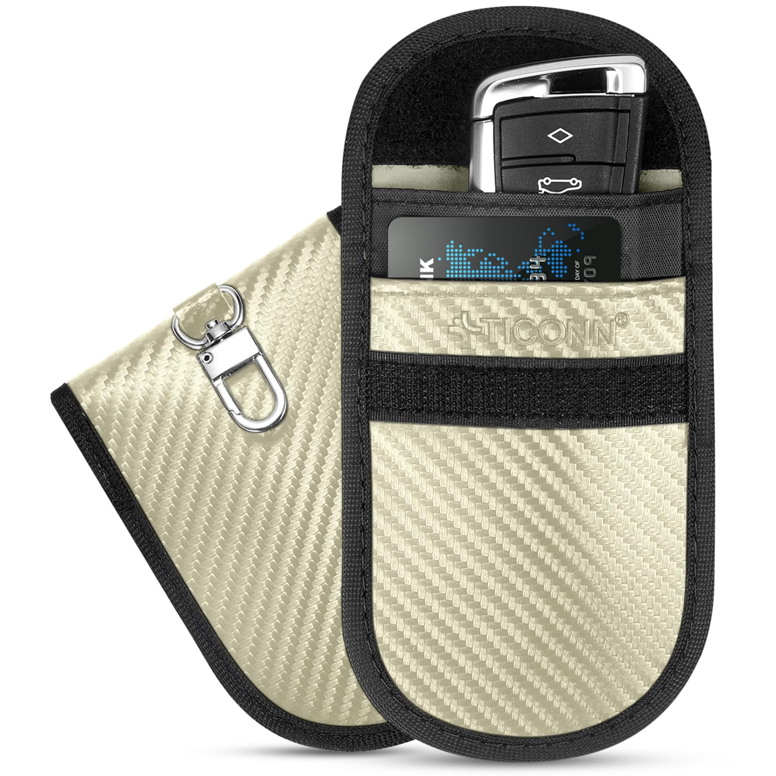 TICONN Faraday Bags for Car Keys Fob, Faraday Cage Protector, Car RFID Signal Blocking, Anti-Theft Pouch Anti-Hacking Case Blocker