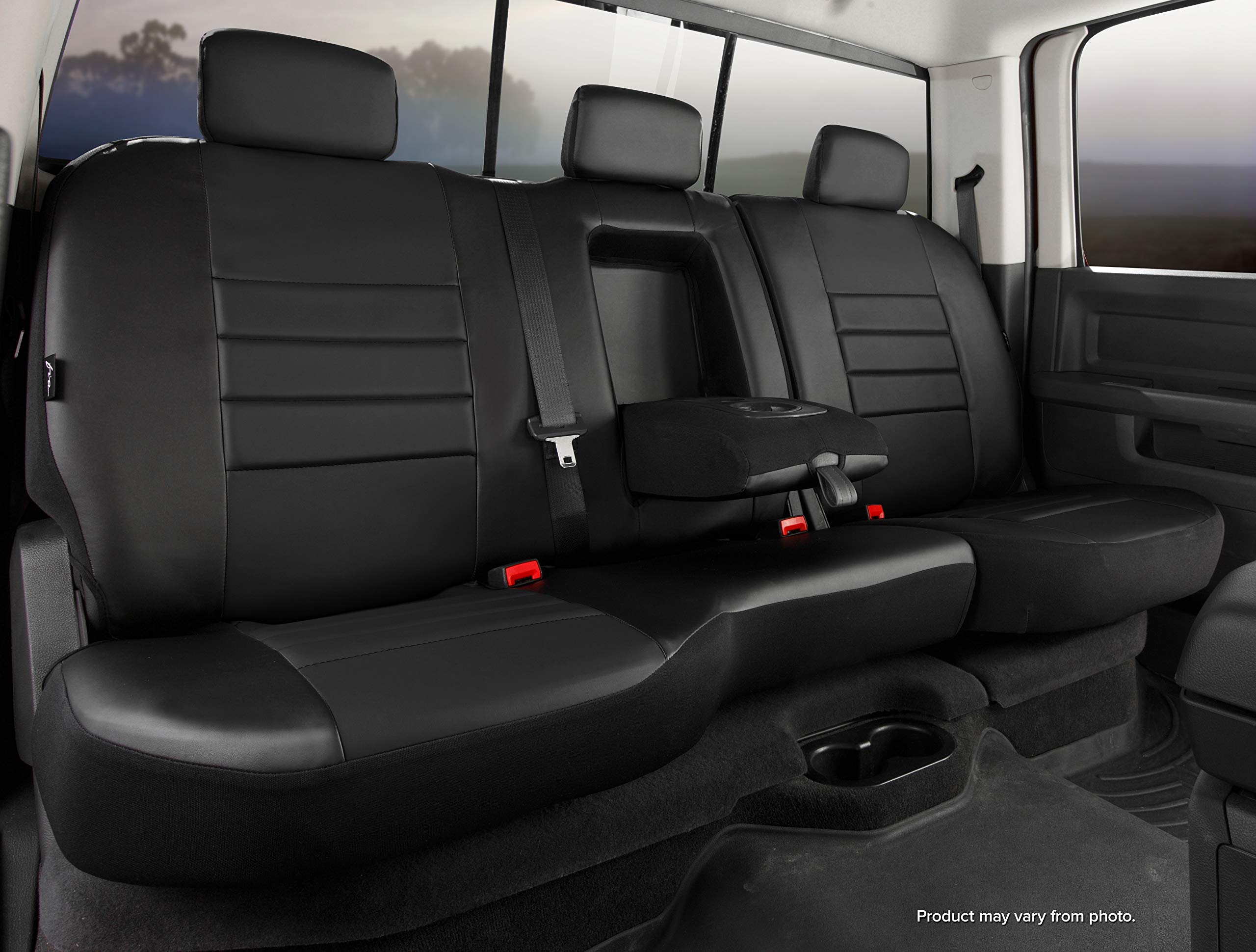 Fia SL62-53 BLK/BLK, Custom Fit Rear Seat Cover, Split Seat 40/60 - Leatherette, (Solid Black)