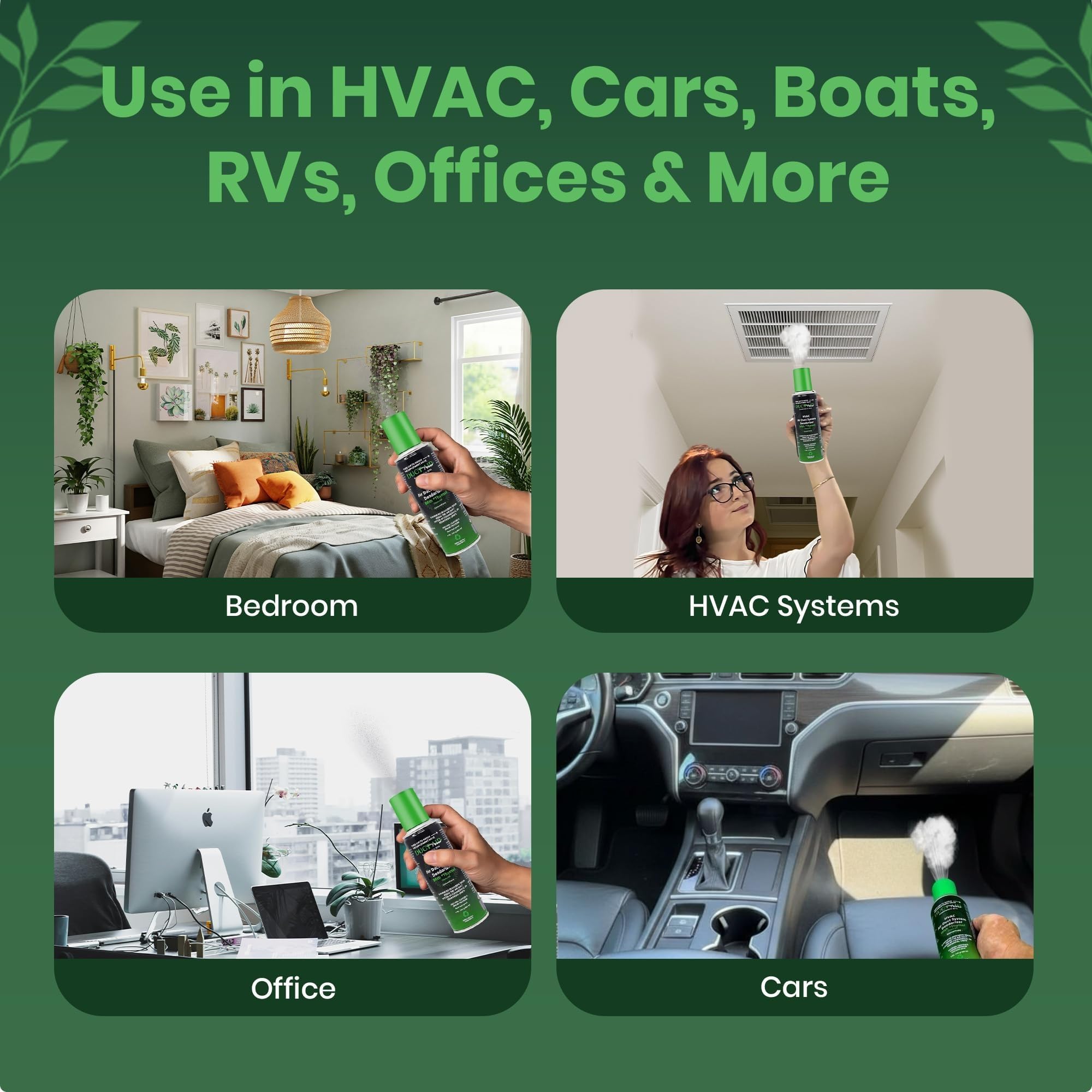 Air Freshener for HVAC Systems, Commercial, Residential & Cars| Made with Thyme extract, natural Plant based | Treatment for bad odor, Smoke, Shoes & Pet | HVAC Scent & Air Duct Deodorizer