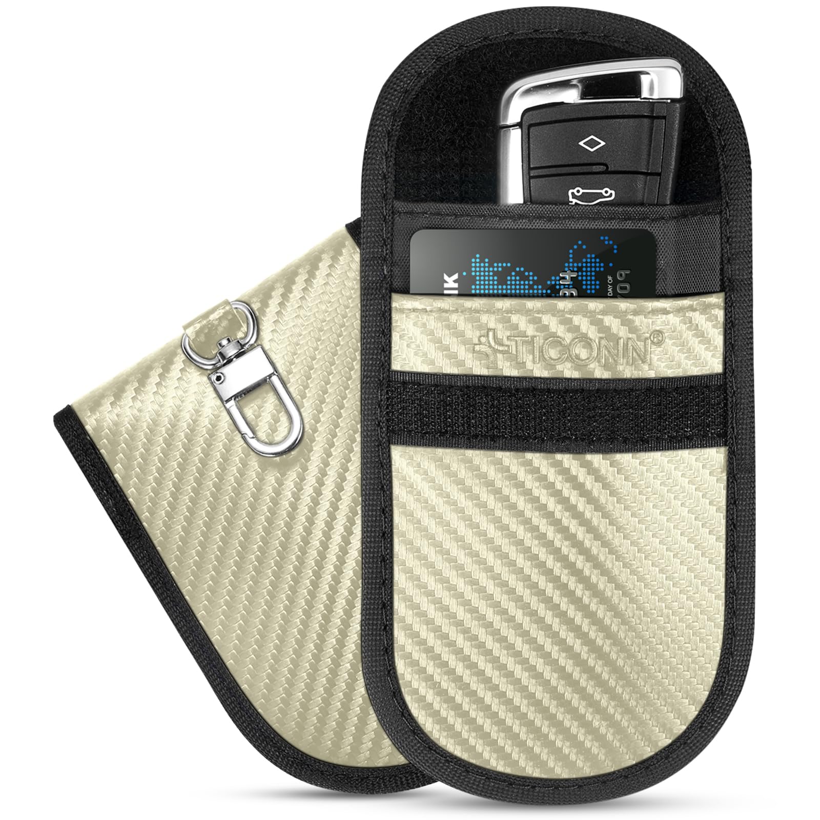 TICONN Faraday Bags for Car Keys Fob, Faraday Cage Protector, Car RFID Signal Blocking, Anti-Theft Pouch Anti-Hacking Case Blocker