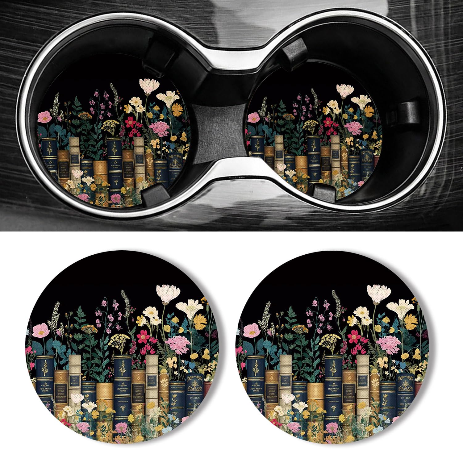 Universal Non-Slip Rubber Car Cup Coasters, 2-Pack
