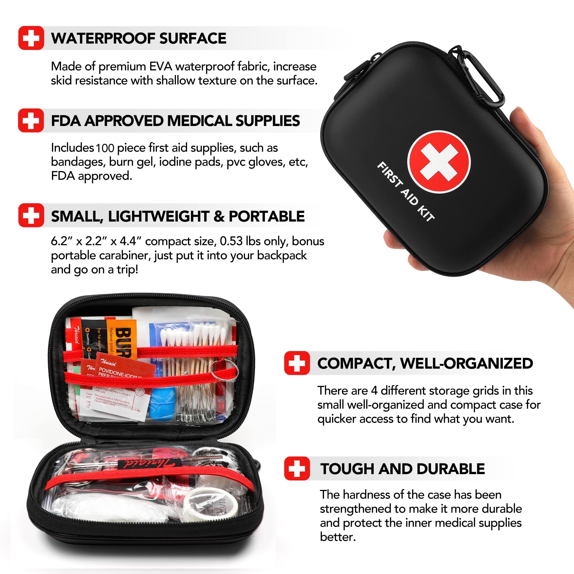 100-Piece Water-Resistant First Aid Kit in Hard Case
