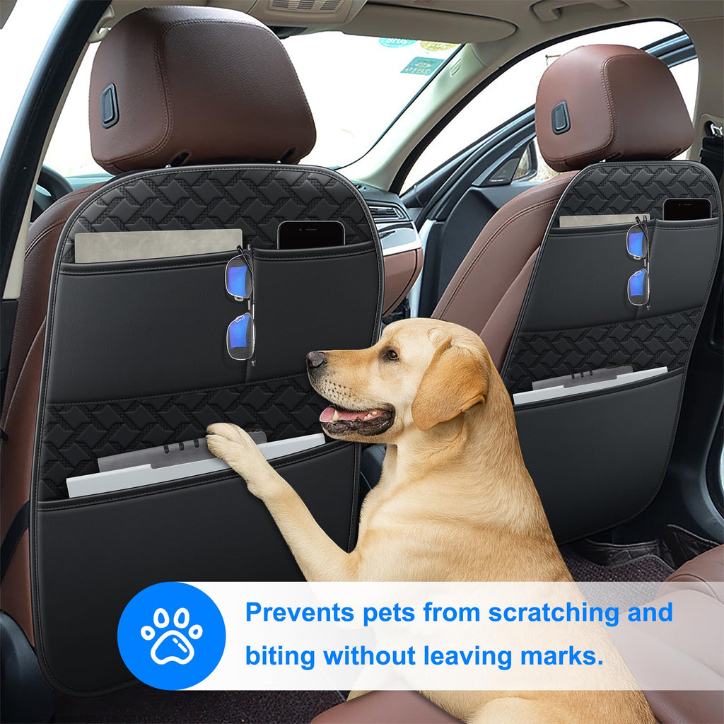 NUWQICD Car Kick Mats Back Seat Protector with 2 Pocket Storage Organizer
