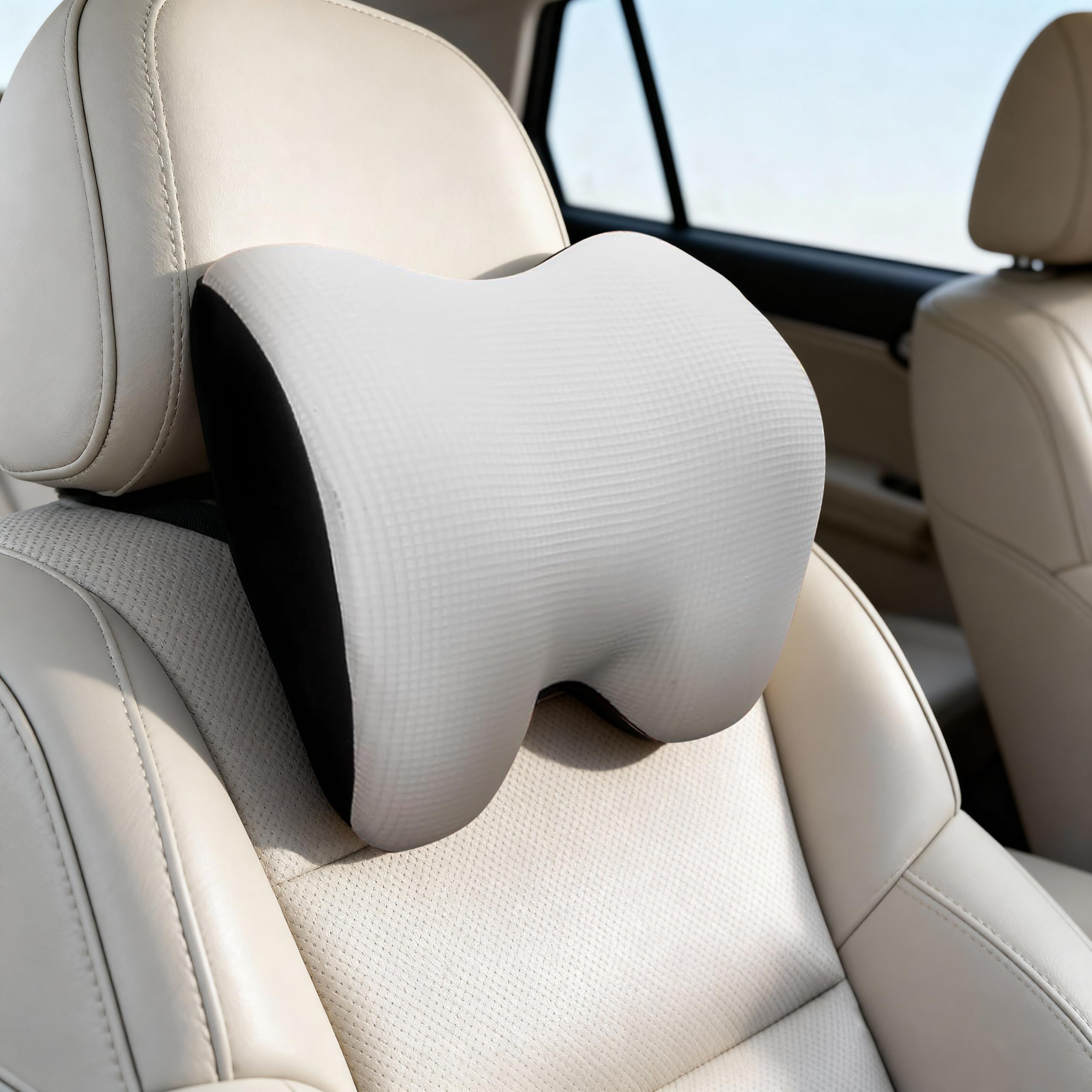SPRFUFLY Super Soft Car Headrest Pillow, 100% Memory Foam Car Neck Pillow with Adjustable Strap & Breathable Removable Cover, Ergonomic Design - Travel Pillow Car Pillow for Neck/Back Pain Relief