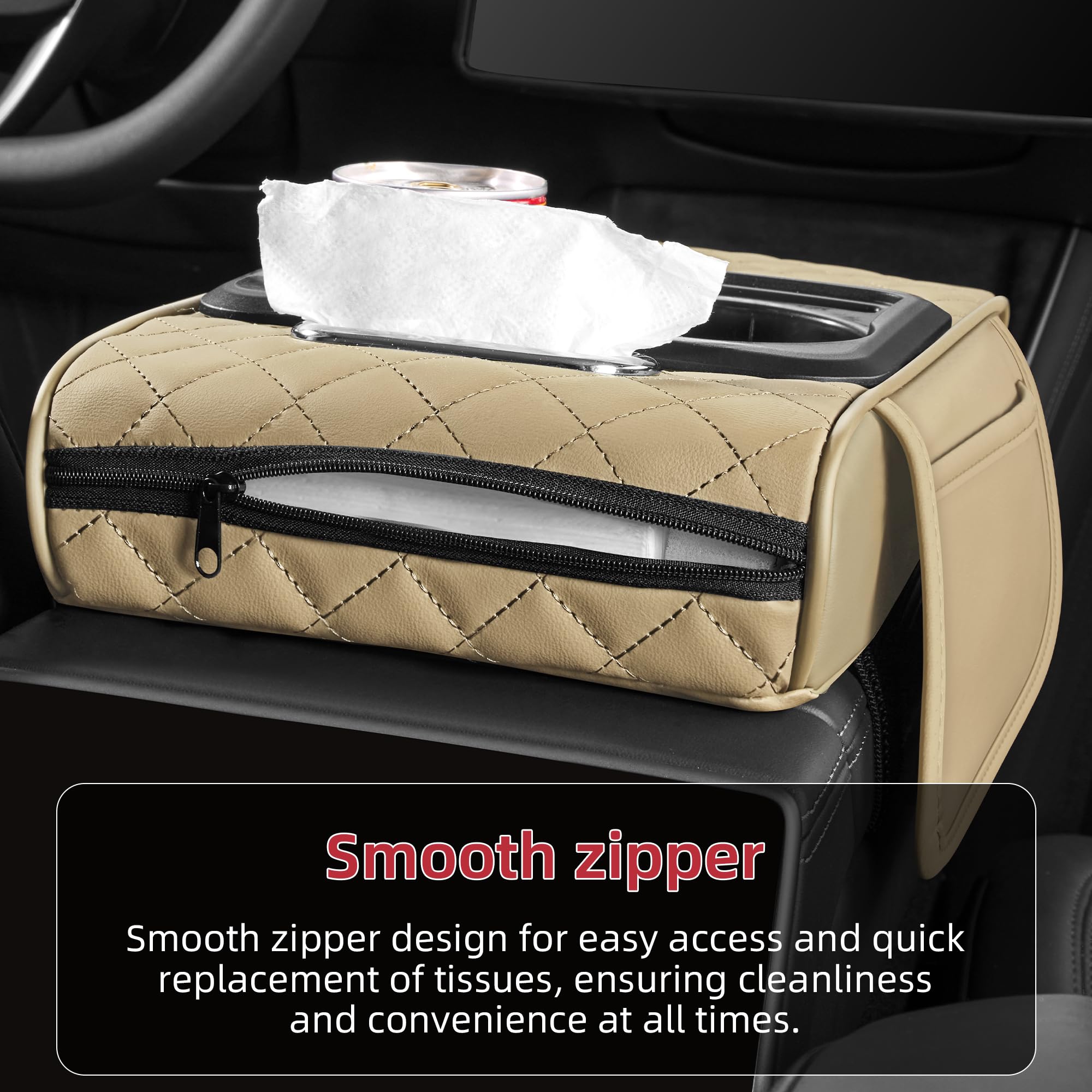 5-in-1 Nappa Leather Center Console Armrest Cover