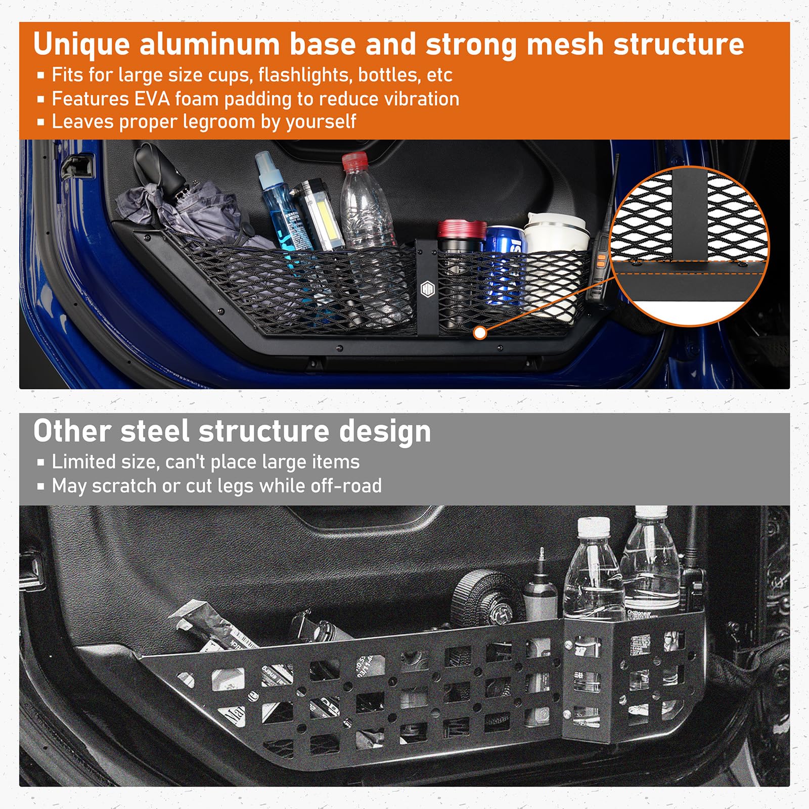 Front and Rear Door Storage Pocket Set for Vehicles