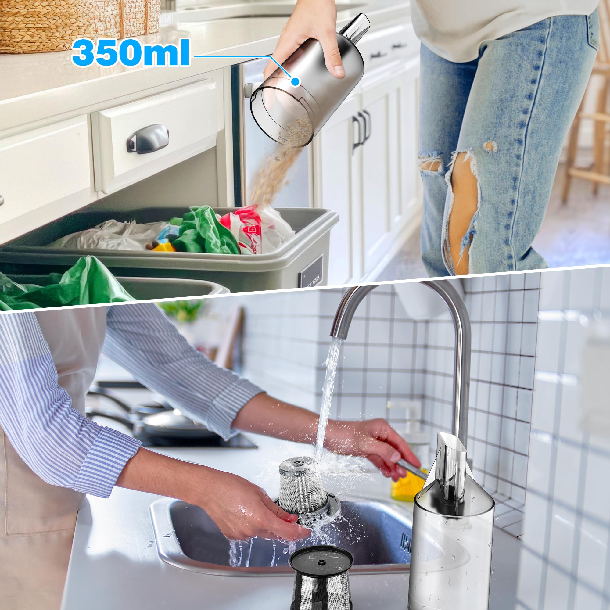 Car Vacuum Cordless, 35000PA Strong Suction Handheld Vacuum with 2 Detachable Batteries, 60Min Runtime Portable Vacuum Cleaner for Car Detailing, Pet Hair, Home Couch & Office, 350ML XL Dust Cup