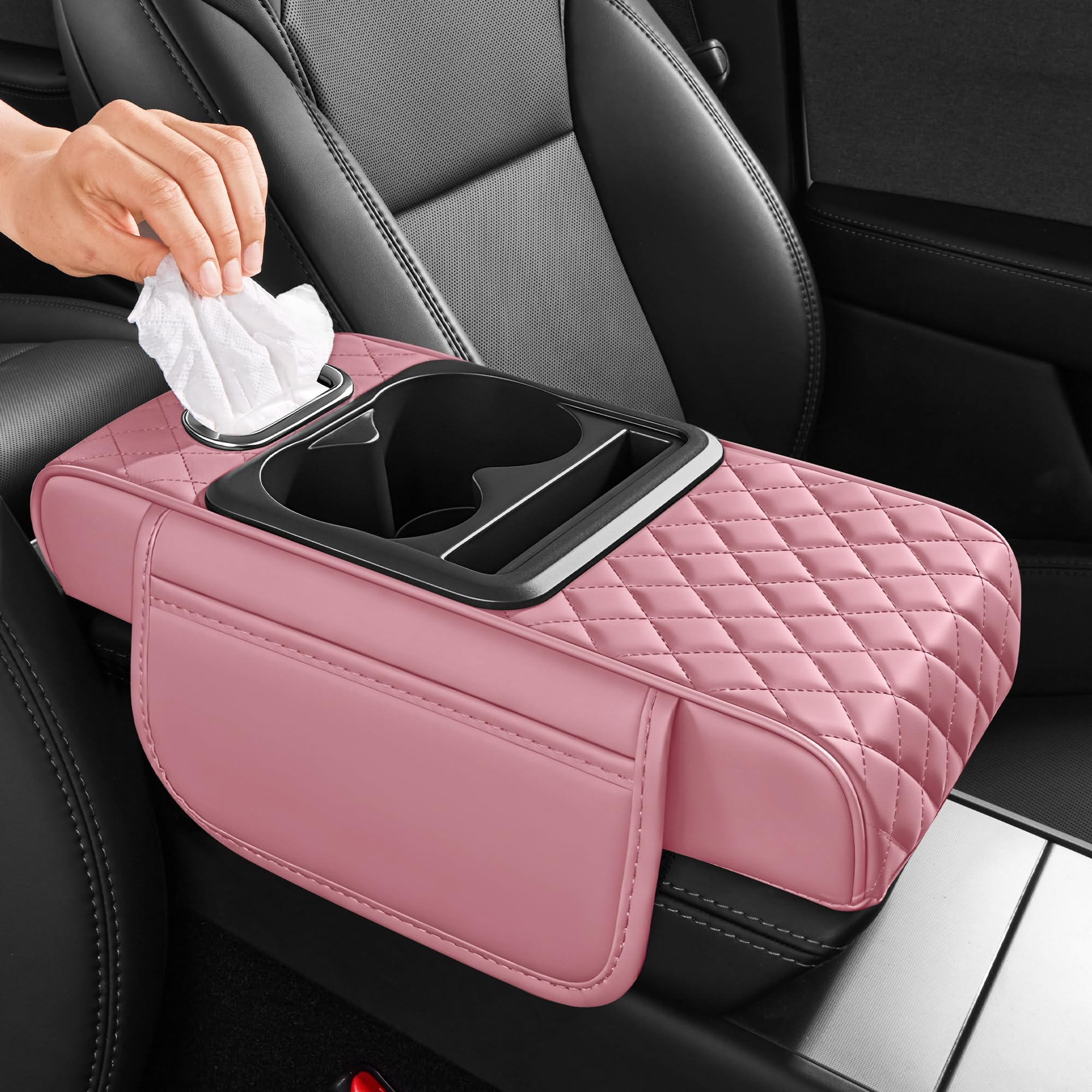 5-in-1 Nappa Leather Center Console Armrest Cover