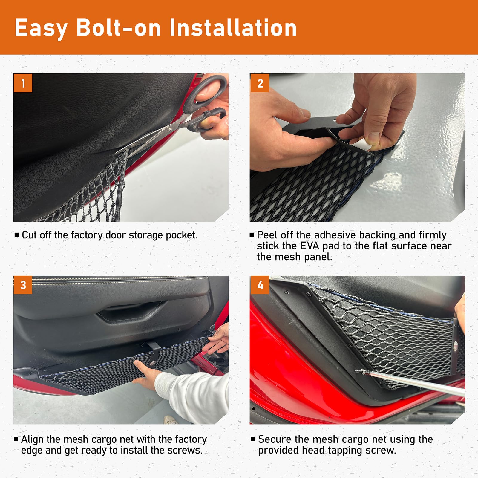 Front and Rear Door Storage Pocket Set for Vehicles