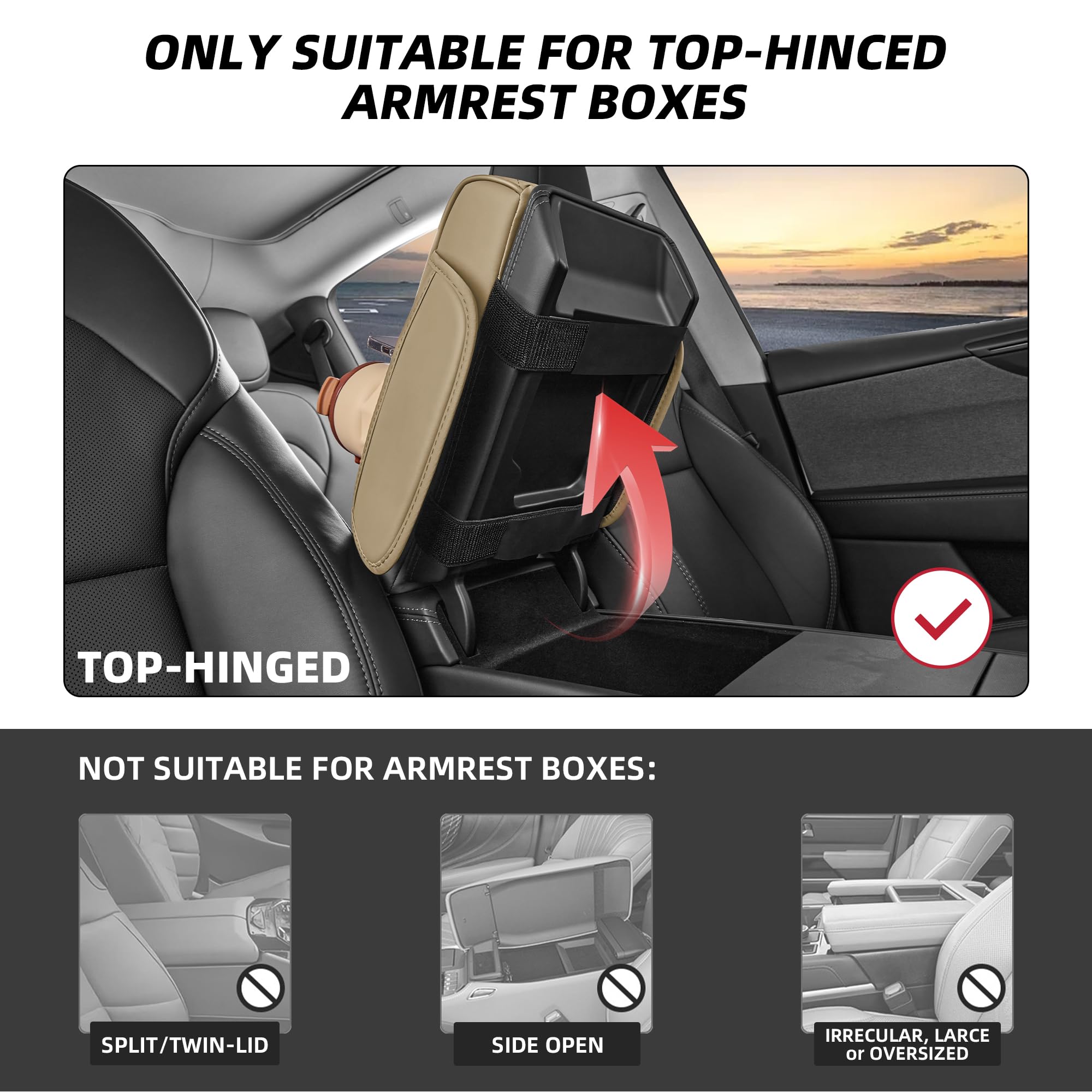 5-in-1 Nappa Leather Center Console Armrest Cover