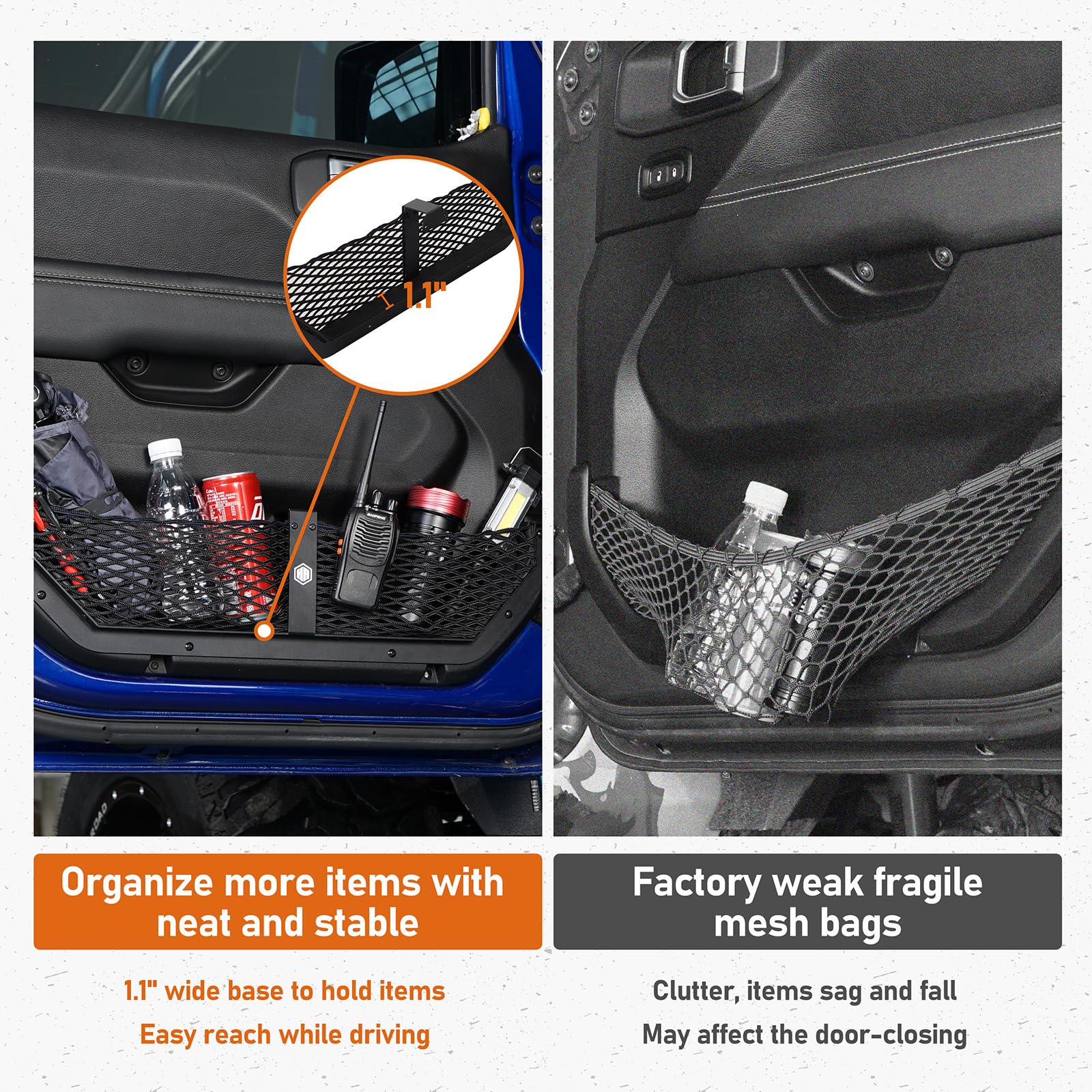 Front and Rear Door Storage Pocket Set for Vehicles