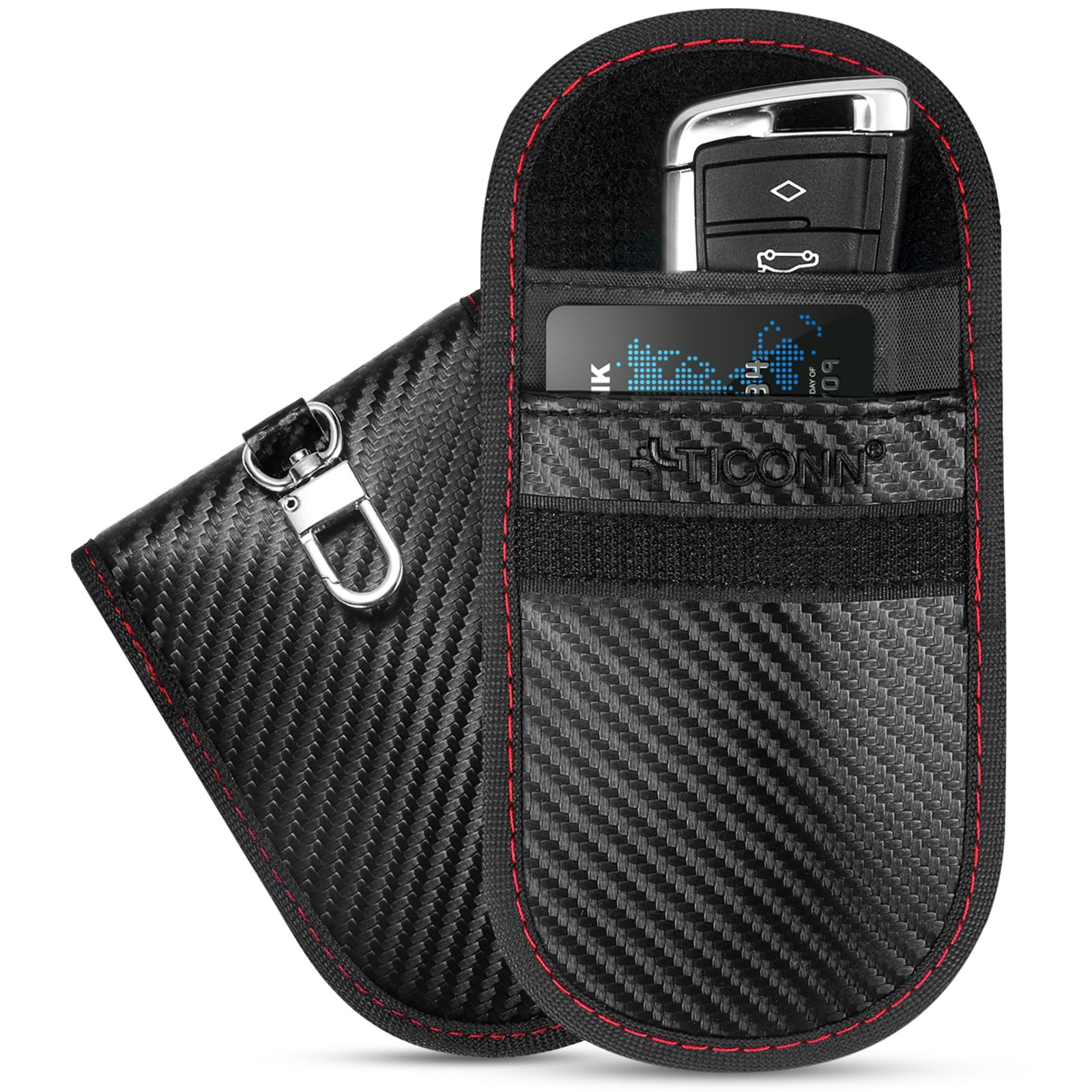 TICONN Faraday Bags for Car Keys Fob, Faraday Cage Protector, Car RFID Signal Blocking, Anti-Theft Pouch Anti-Hacking Case Blocker