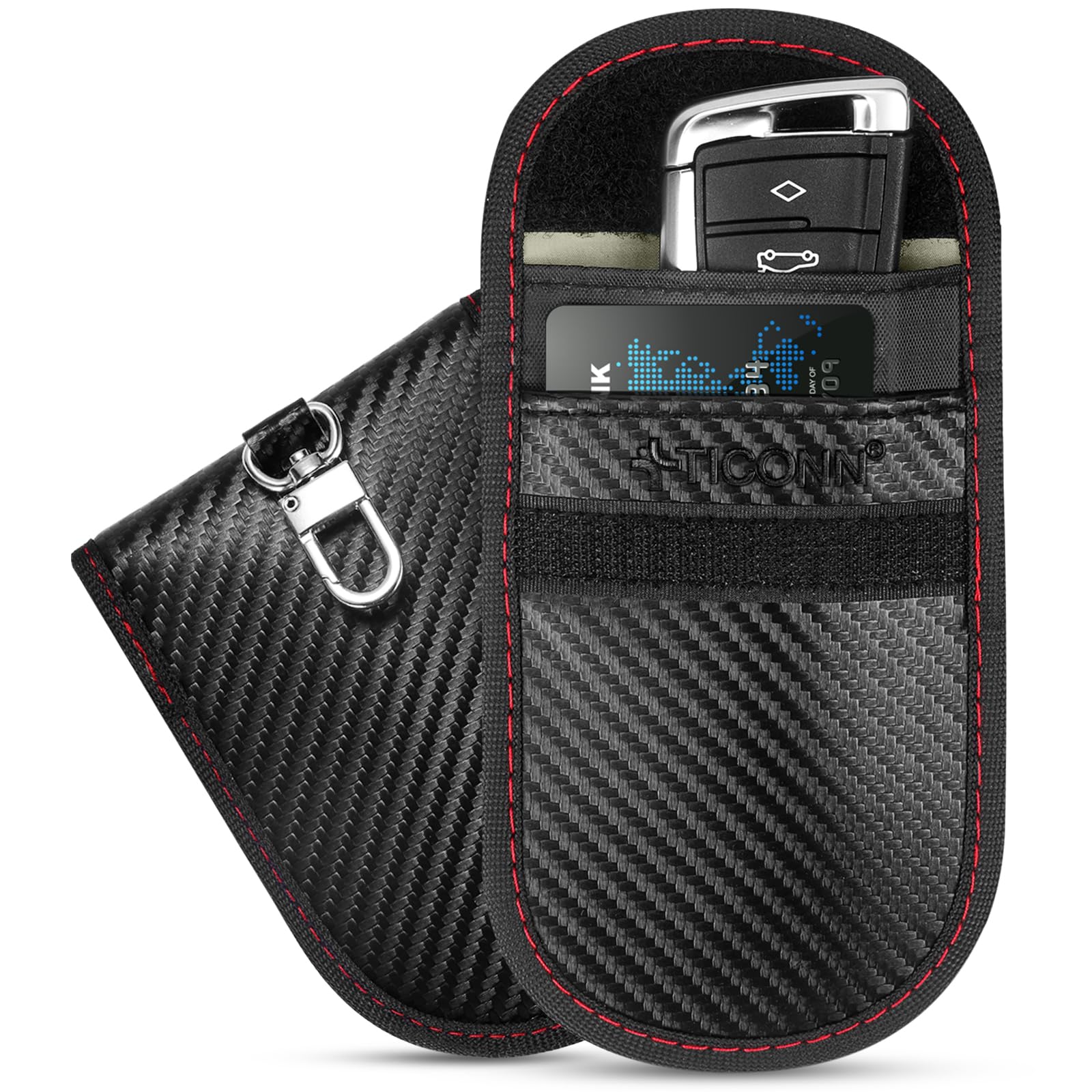TICONN Faraday Bags for Car Keys Fob, Faraday Cage Protector, Car RFID Signal Blocking, Anti-Theft Pouch Anti-Hacking Case Blocker