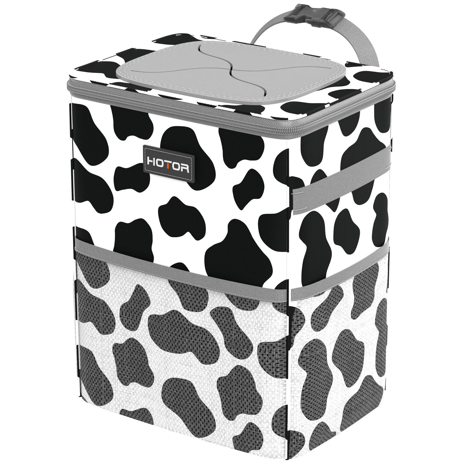 HOTOR Car Trash Can with Lid and Storage Pockets - 100% Leak-Proof Organizer, Waterproof Garbage Can, Multipurpose Trash Bin for Car